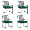 vidaXL Tuinstoelen 4 st met kussens massief acaciahout grijs