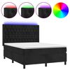 vidaXL Boxspring met matras en LED fluweel zwart 140x200 cm
