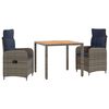 vidaXL Buiten eettafelset 3 st PE Rattan en Poeder-Coated Staal