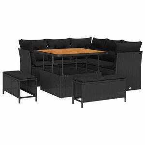 vidaXL Tuin Sofa Set 8 st 5-Aantal zitplaatsen Zwart poly rattan