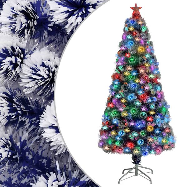 vidaXL Kunstkerstboom met verlichting 150 cm glasvezel wit en blauw