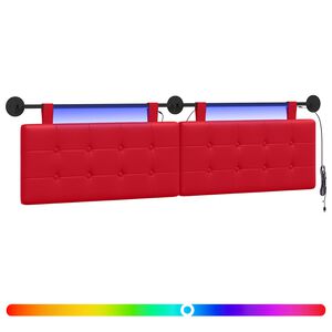 vidaXL Hangend hoofdbord Met LED-verlichting Rood Kunstleer