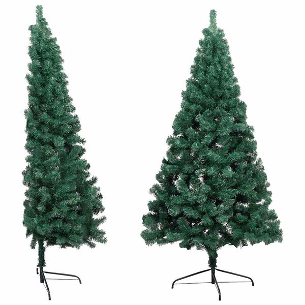 vidaXL Kunstkerstboom met verlichting en kerstballen half 240 cm groen