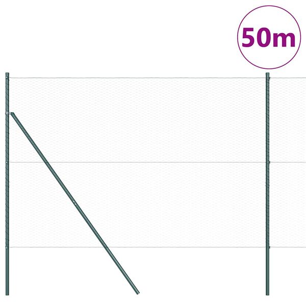 vidaXL Afrasteringspaal Groen 50 x 1,6 m (25 mm gaas) Staal en PVC