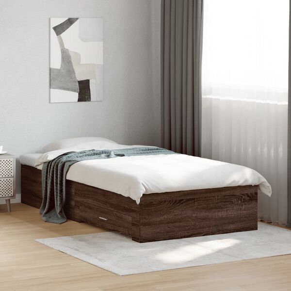 vidaXL Bedframe met lades bewerkt hout bruin eikenkleurig 100x200 cm