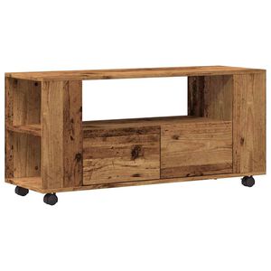 vidaXL Tv-meubel met wielen 102x34,5x43 cm bewerkt hout oud hout