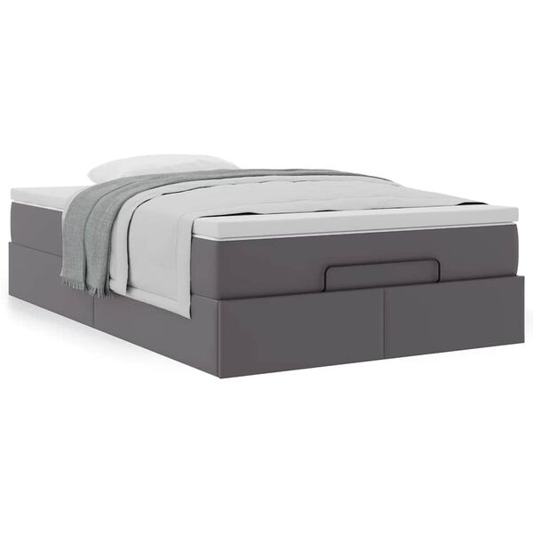 vidaXL Ottoman bed met matras 120x200cm kunstleer grijs