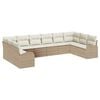 vidaXL Tuinbankenset met kussen 10 pcs Beige en Wit poly rattan