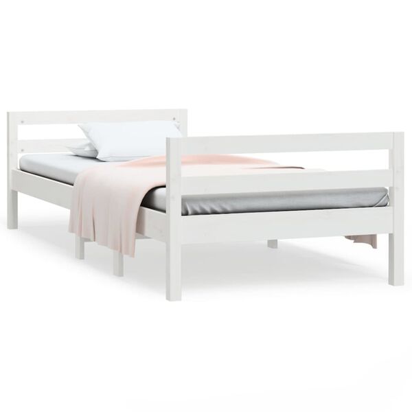 vidaXL Bedframe zonder matras massief grenenhout wit 75x190 cm