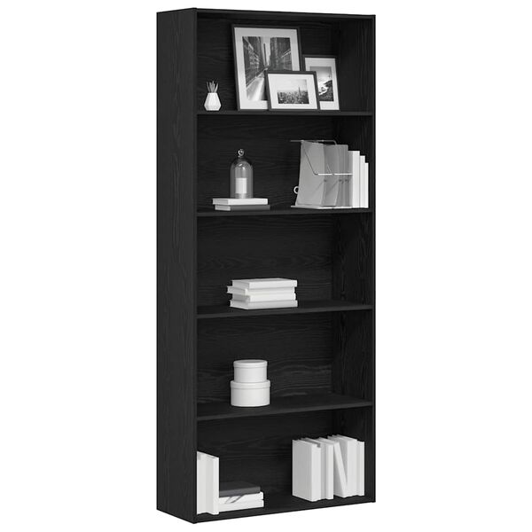 vidaXL Boekenkast Zwart Eiken 80x30x189 cm Engineered Wood