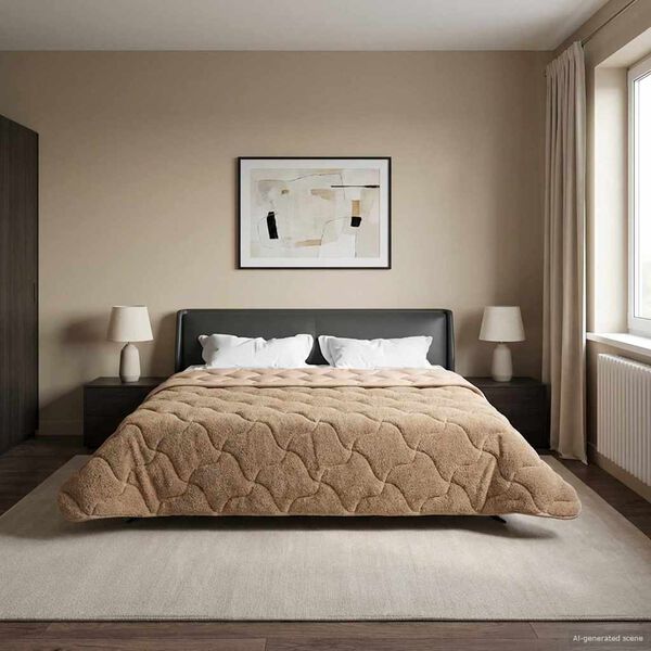 vidaXL Vol jaar dekbed Taupe 200 x 200 cm Microfiber en Teddy fleece