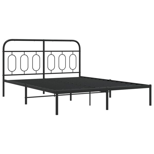 vidaXL Bedframe met hoofdbord metaal zwart 140x200 cm