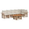 vidaXL Tuinbankenset 7 st Natuurlijk en Cr&egrave;me Wit poly rattan
