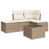 vidaXL 5-delige Loungeset met kussens poly rattan beige