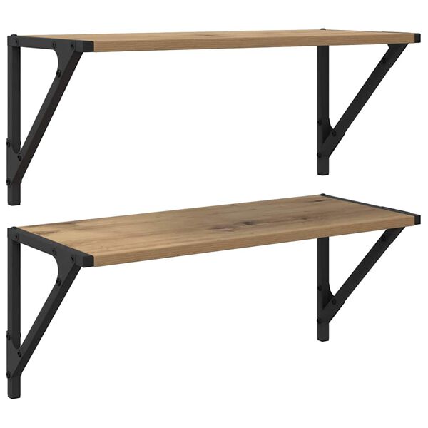 vidaXL Wandplanken 2 pcs Artisan Eiken 60 x 25 x 25,5 cm Bewerkt hout