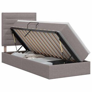vidaXL Opslag bed met matras met hoofdeinde Taupe 90 x 200 cm Stof