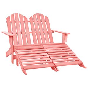 vidaXL Tuinstoel 2-zits Adirondack met voetenbank vurenhout roze