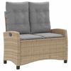 vidaXL Tuinbankje verstelbaar met kussens poly rattan beige
