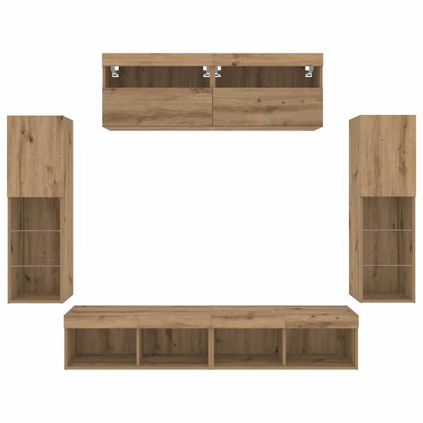 vidaXL Tv-meubelset 6 pcs artisanaal eikenkleurig Bewerkt hout