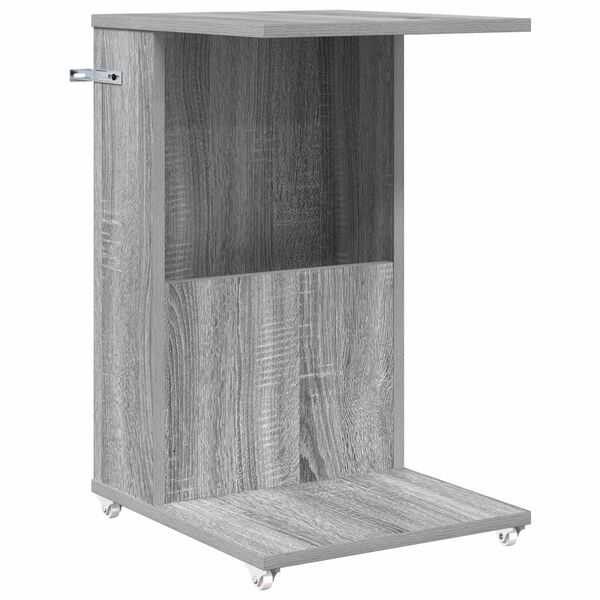 vidaXL Bijzettafel met wiel Grijs Sonoma 40 x 35 x 60 cm Bewerkt hout