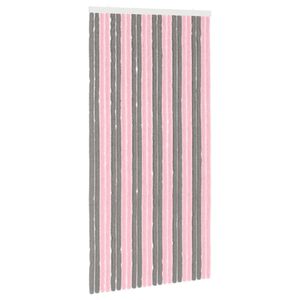 vidaXL Insecten Gordijn Chenille Zilvergrijs en Roze 100 x 200 cm