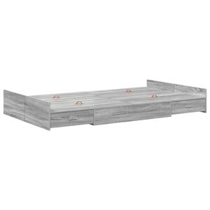 vidaXL Opbergbedframe met lade Grijs Sonoma 120 x 190 cm Bewerkt hout