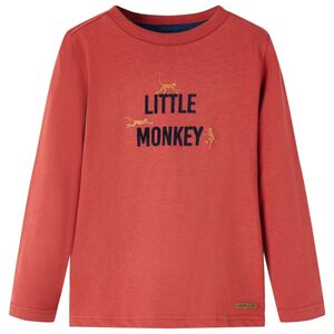Kindershirt met lange mouwen 92 roodbruin