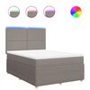 vidaXL Boxspring met matras stof taupe 140x200 cm
