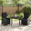 vidaXL Tuin eettafelset met kussen 3 pcs Zwart poly rattan