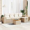 vidaXL 6-delige Loungeset met kussens poly rattan beige