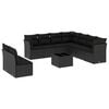vidaXL 10-delige Loungeset met kussens poly rattan zwart