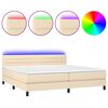 vidaXL Boxspring met matras en LED stof cr&egrave;mekleurig 200x200 cm
