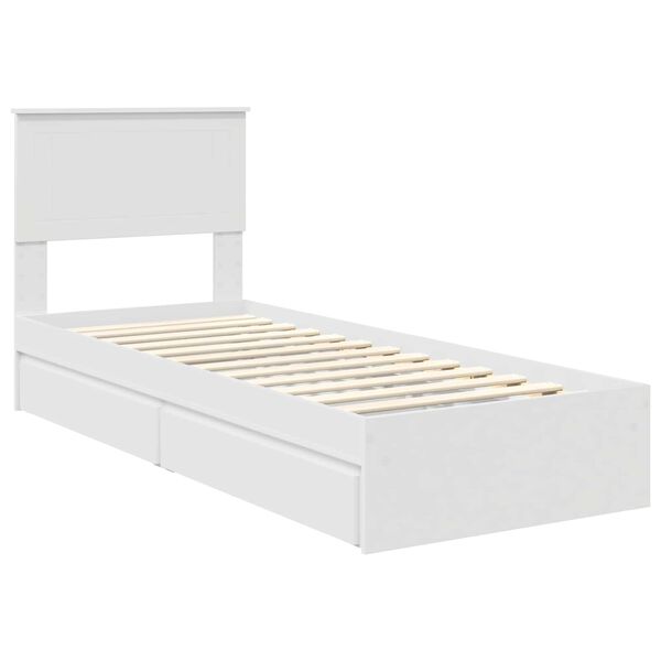 vidaXL Opslag bed met hoofdeinde met lade Wit 75 x 190 cm Bewerkt hout