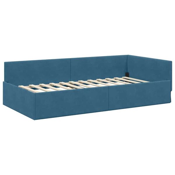vidaXL Hoekbedframe met hoofdeinde Blauw 80 cm x 200 cm Fluweel