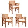 vidaXL Tuinstoelen 3 st met kussens massief acaciahout