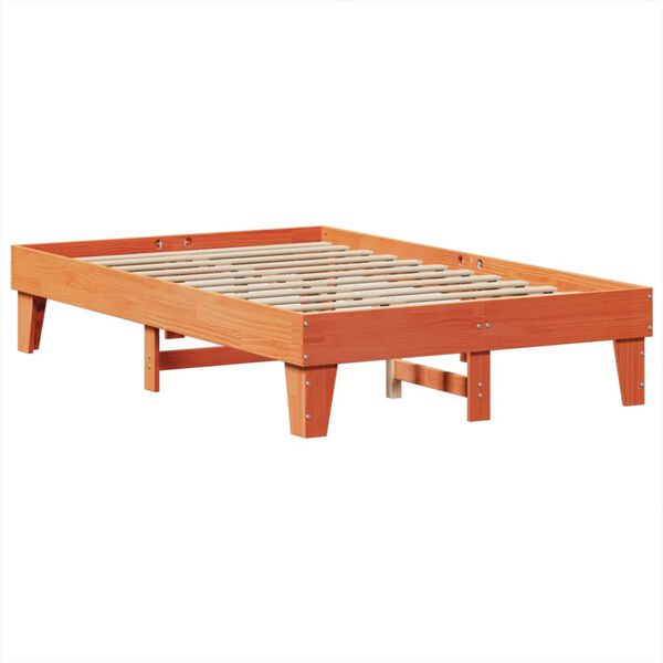 vidaXL Bedframe zonder matras massief grenenhout wasbruin 135x190 cm
