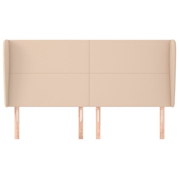 vidaXL Hoofdbord met randen 163x23x118/128cm kunstleer cappuccinokleur