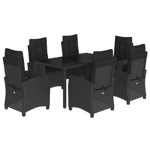 vidaXL 7-delige Tuinset met kussens poly rattan zwart