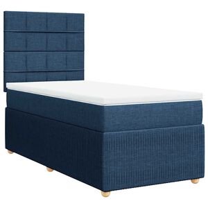vidaXL Boxspring met matras stof blauw 90x200 cm