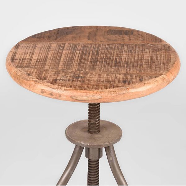 LABEL51 Kruk Jaipur 35x35x46-75 cm hout/gebrand staalkleurig