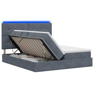 vidaXL LED Opslagbed met Matras Donkergrijs 200 x 200 cm Fluweel