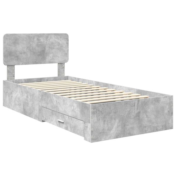 vidaXL Bedframe met hoofdeinde Beton Grijs 90 x 190 cm Bewerkt hout
