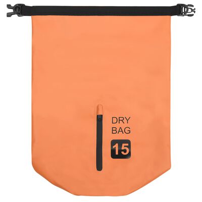 vidaXL Drybag met rits 15 L PVC oranje