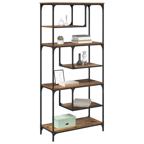 vidaXL Boekenkast Oud hout 81 x 36 x 176 cm Bewerkt hout