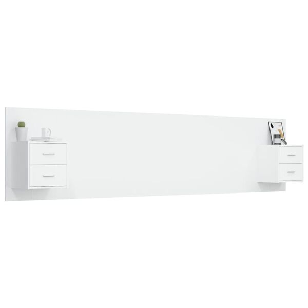 vidaXL Hoofdbord met kastjes bewerkt hout wit