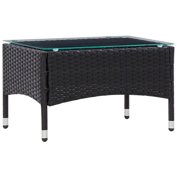 vidaXL 4-delige Loungeset met kussens poly rattan zwart
