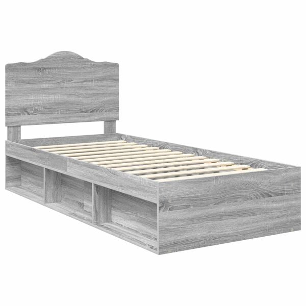 vidaXL Bedframe Grijs Sonoma 100 x 200 cm Massief grenenhout