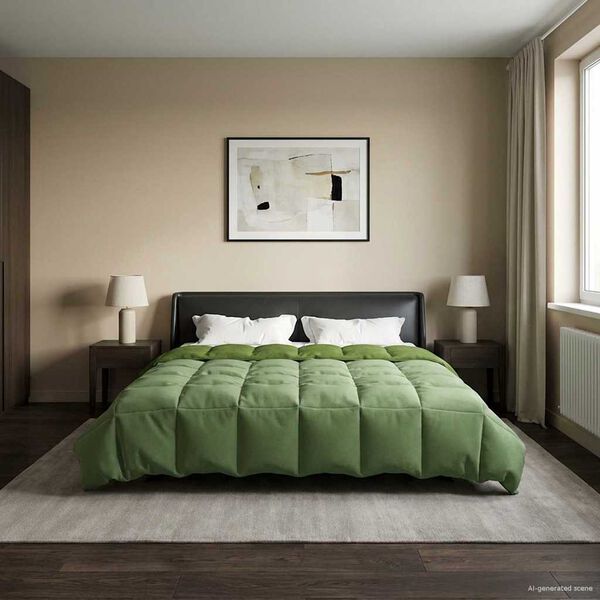 vidaXL Winter Dekbed Gekwilt Groen 200 x 200 cm Microfiber