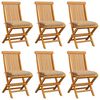 vidaXL Tuinstoelen 6 st met beige kussens massief teakhout