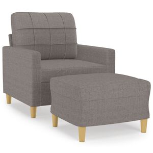 vidaXL Fauteuil met voetenbank 60 cm stof taupe